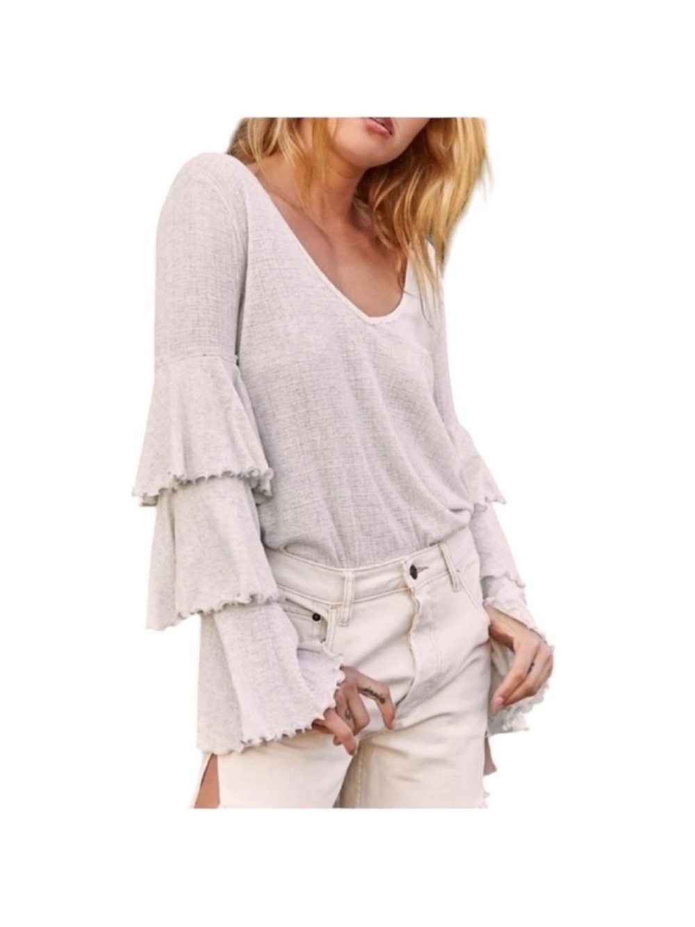 nwt Free People beach ruffles sleeve top